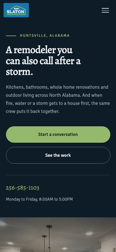 The new homepage on a phone