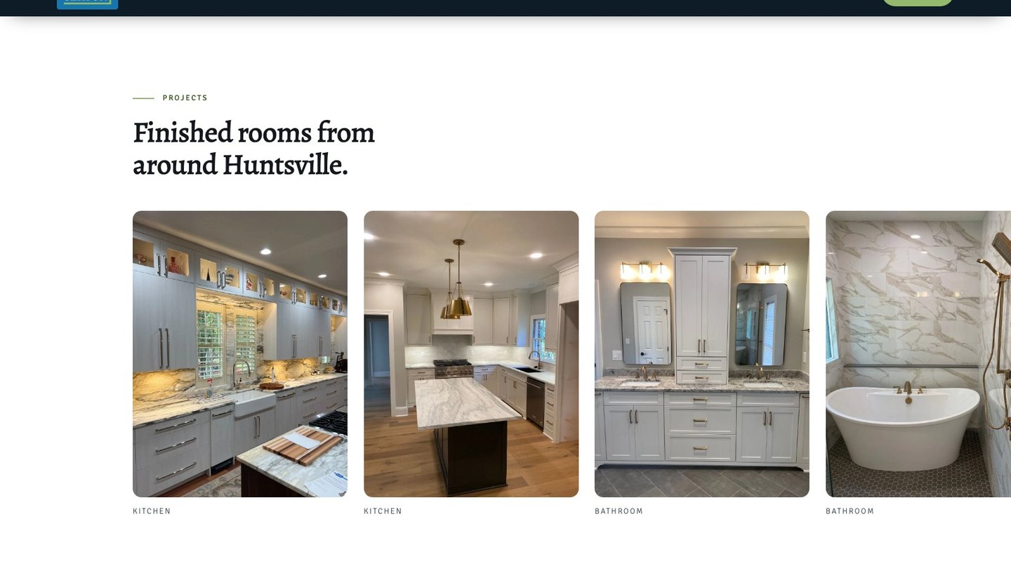 The projects section of the new homepage