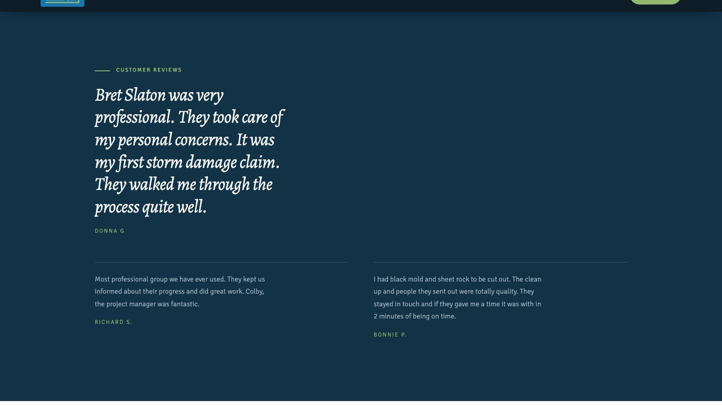 The reviews section of the new homepage
